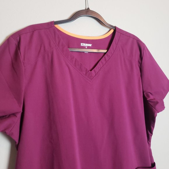 Scrubstar V-Neck Core Essential Wine Scrub Top XL - Picture 2 of 6